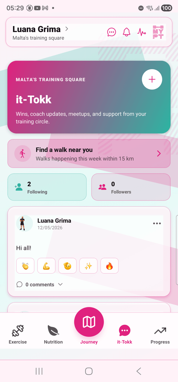 Accountability that does not feel like work on the MyPT app